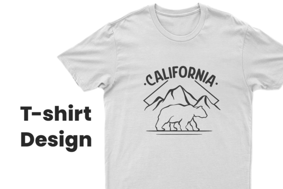California T-Shirt Design: Bear Graphic & Mountain Illustration