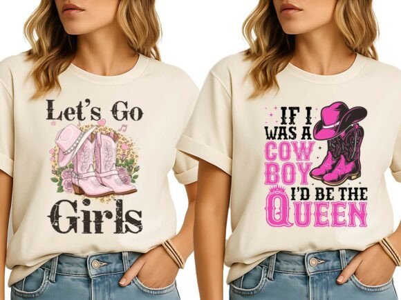 Pink Cowgirl Boots Western Graphic Tees: Bold Western Style